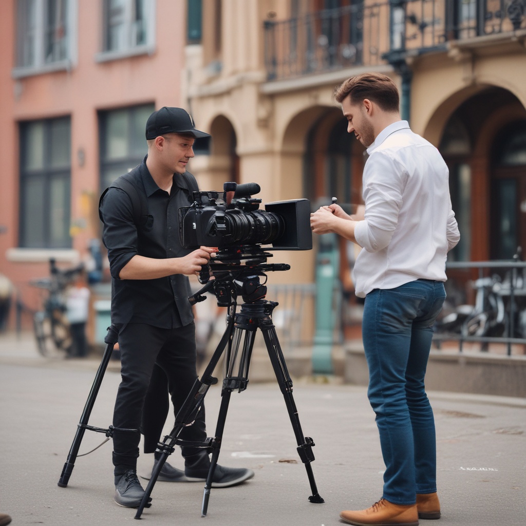 Movie shooting assistant at work